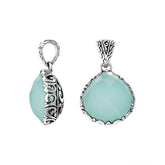 Green Chalcedony Quartz Sterling Silver Pendant handcrafted in Bali with artisan Balinese design